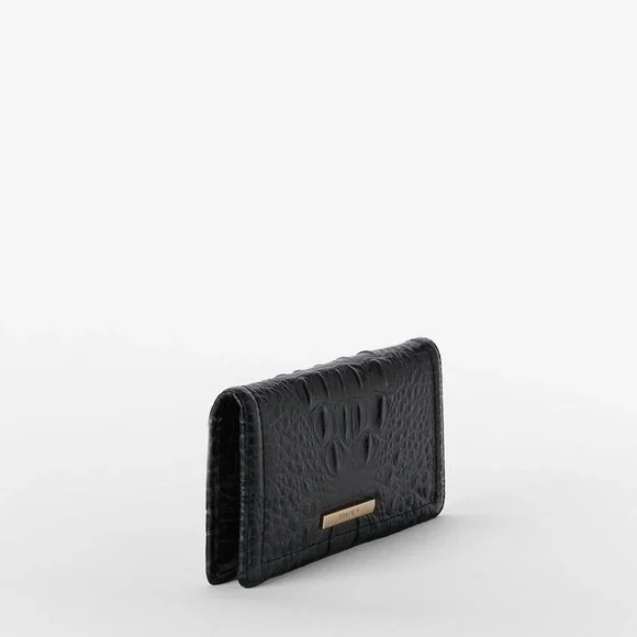 BRAHMIN Ady Slim Wallet Croc Embossed Continental Leather Black Melbourne $145 - Picture 10 of 13